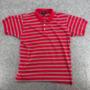Boston Clipper Polo Shirt Mens Large Red Striped Short Sleeve Cotton SKU 605